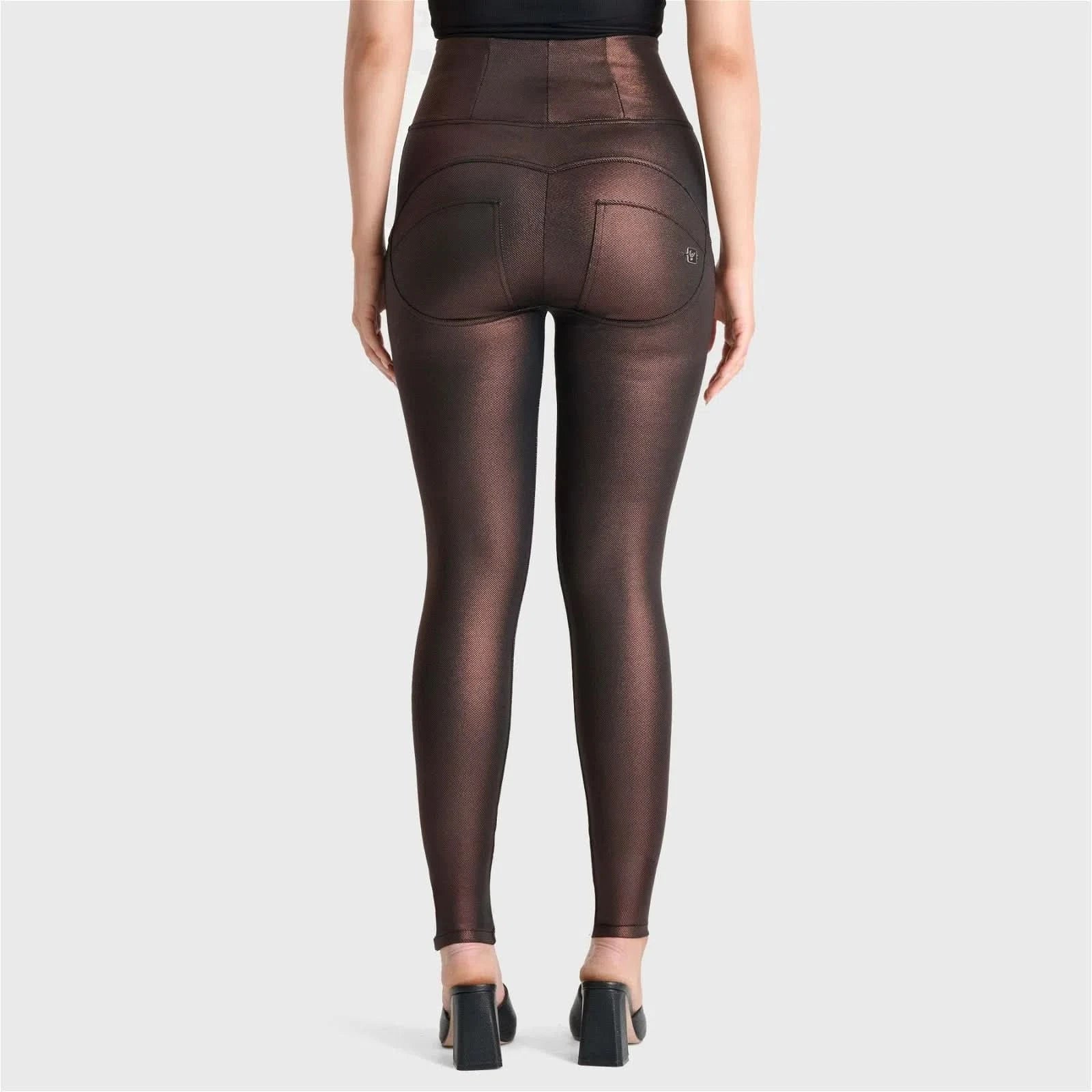 WRUP Luxe Shimmer Pants - Super High Waisted - Full Length - Bronze - Image 4