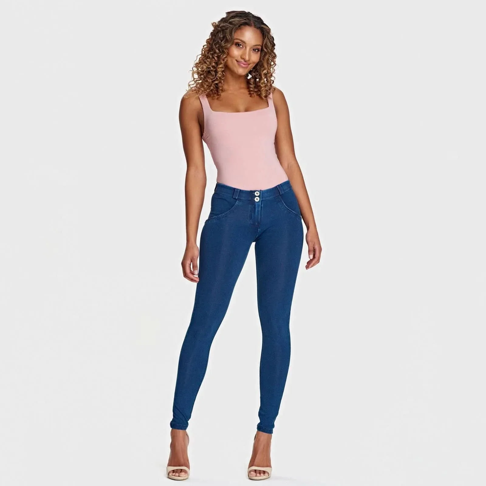 WRUP Denim - Mid Rise - Full Length - Dark Blue + Blue Stitching - Image 10
