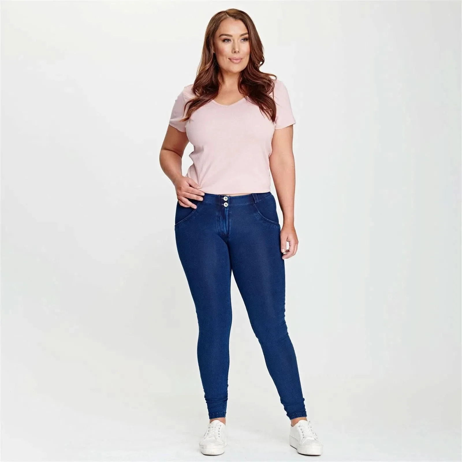 WRUP Denim - Mid Rise - Full Length - Dark Blue + Blue Stitching - Image 12