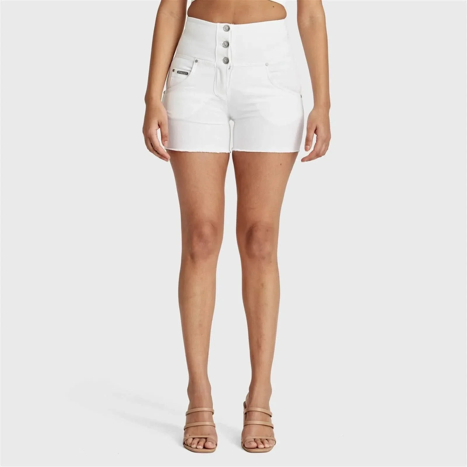 WRUP SNUG Jeans - 3 Button High Waisted - Shorts - White - Image 7