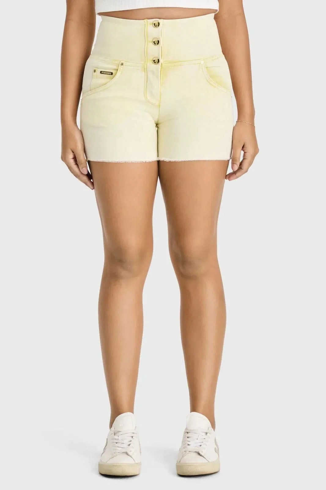 WRUP SNUG Jeans - 3 Button High Waisted - Shorts - Yellow Sorbet - Image 5