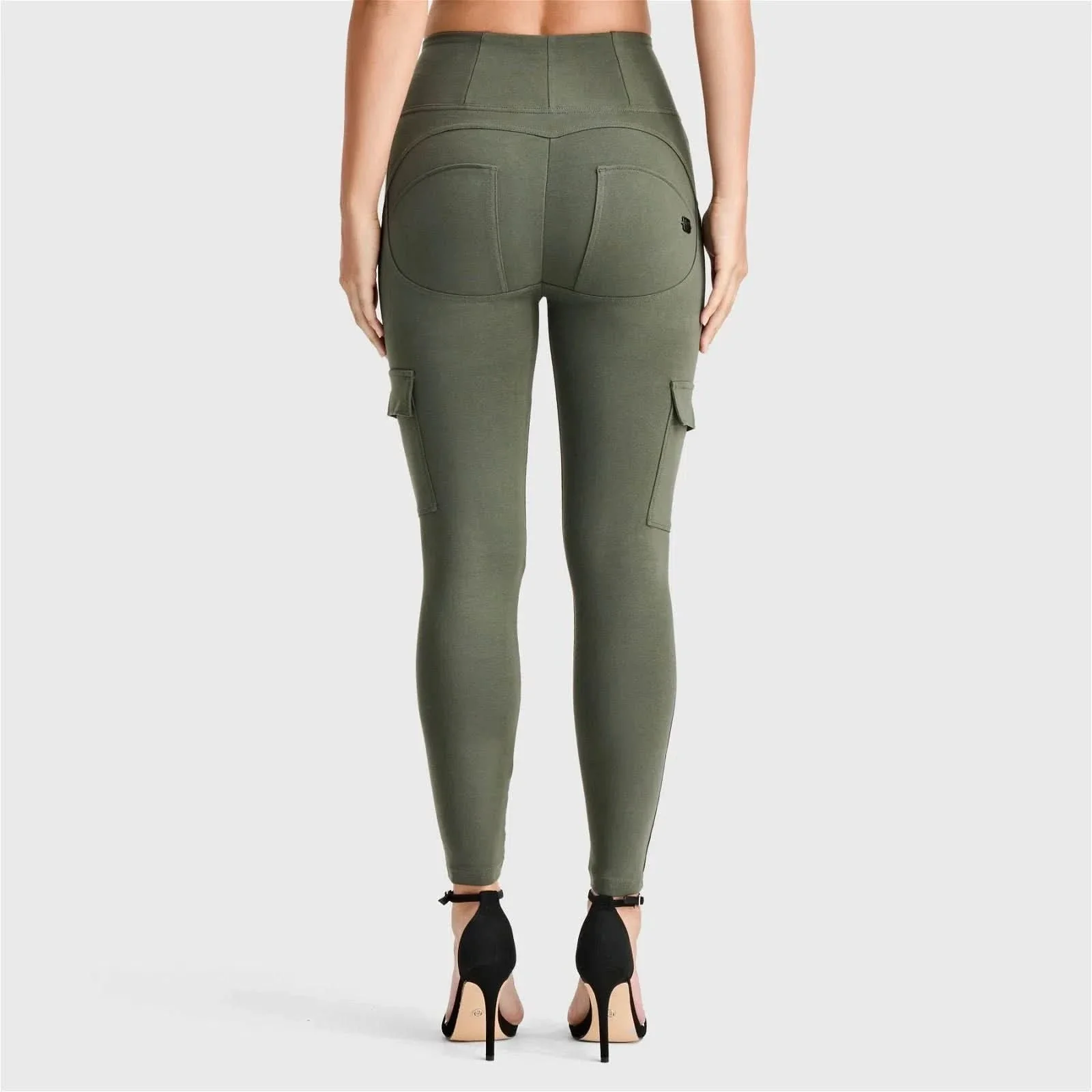 WRUP Cargo Fashion - High Waisted - 7/8 Length - Military Green - Image 2