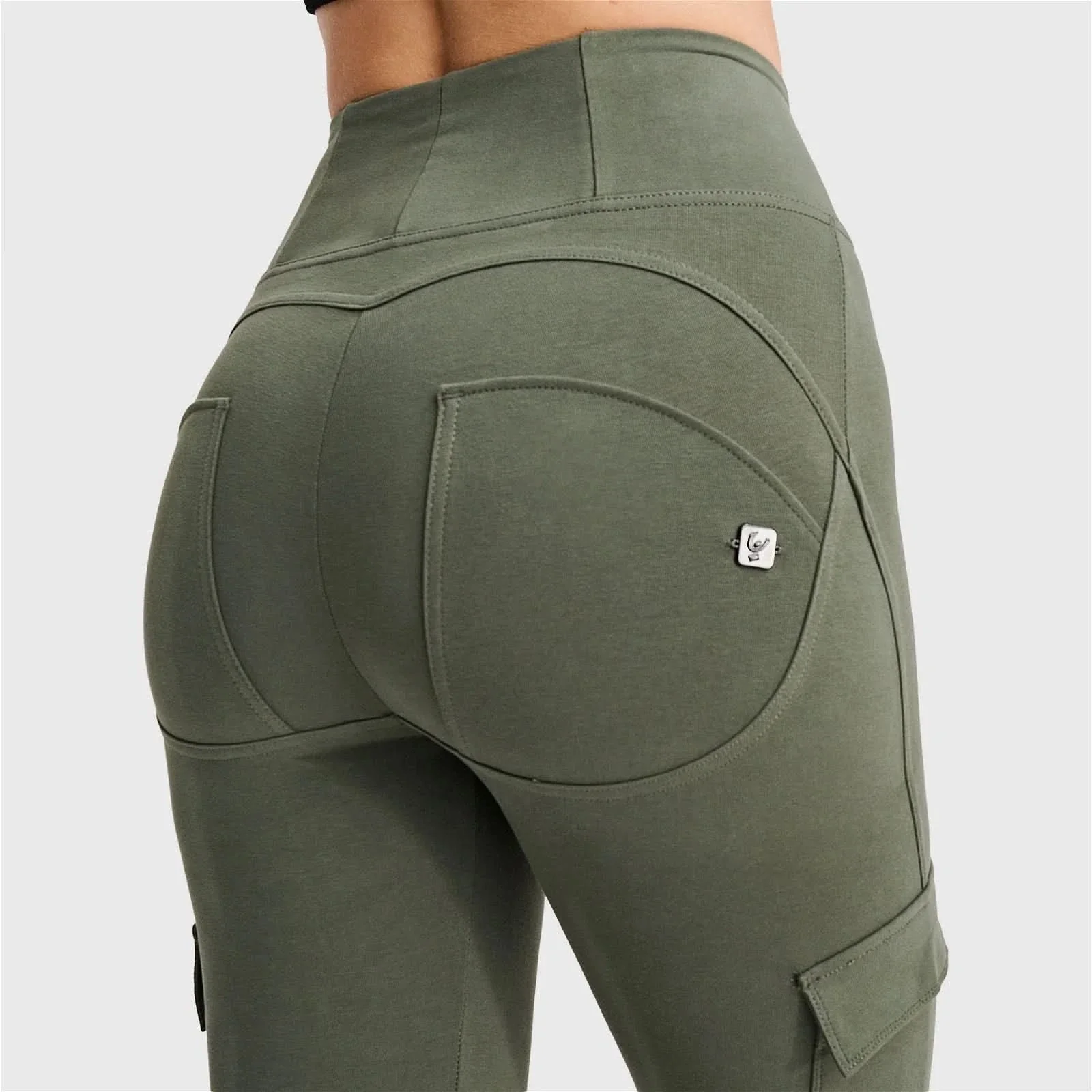 WRUP Cargo Fashion - High Waisted - 7/8 Length - Military Green - Image 7