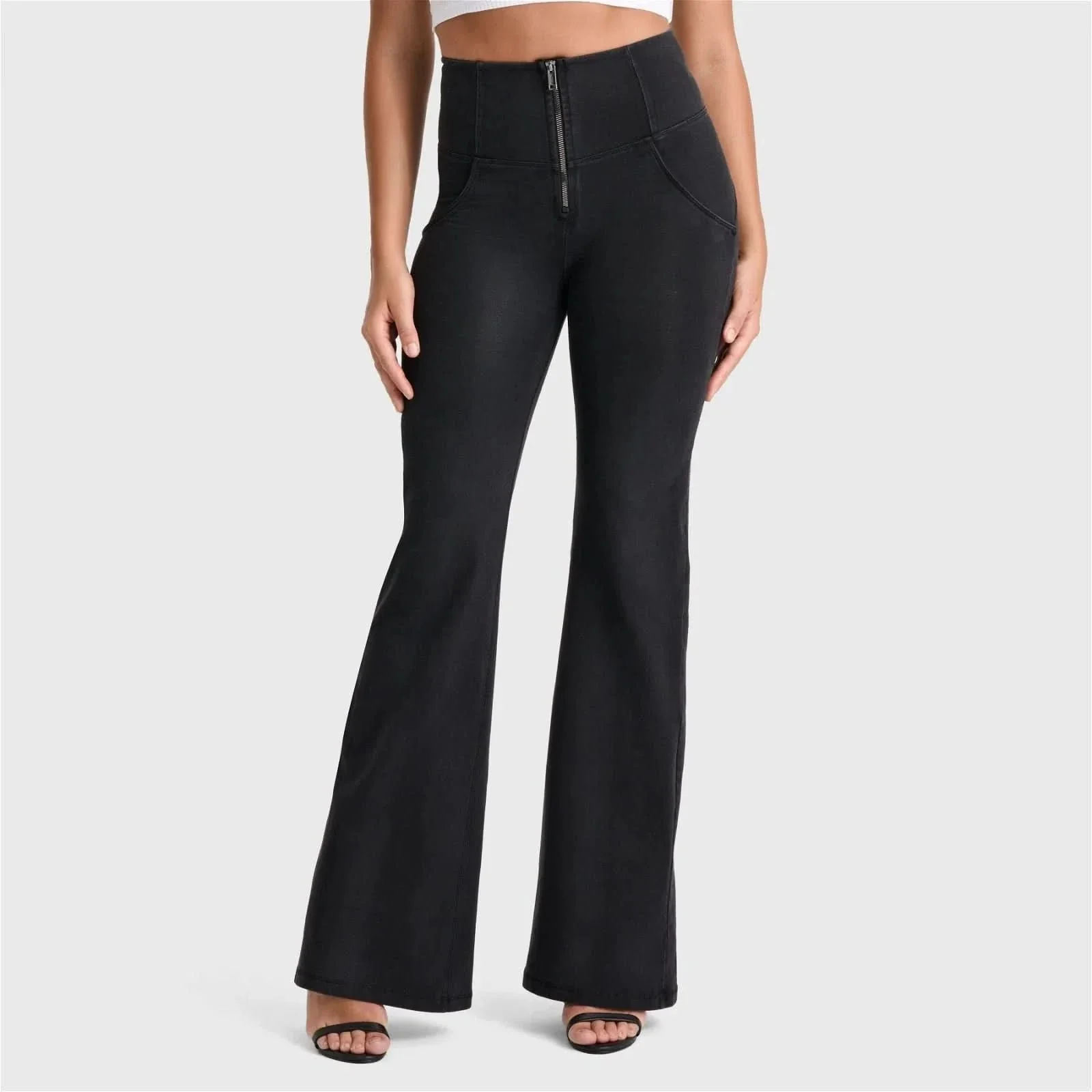 WRUP Denim - High Waisted - Super Flare - Black + Black Stitching - Image 2