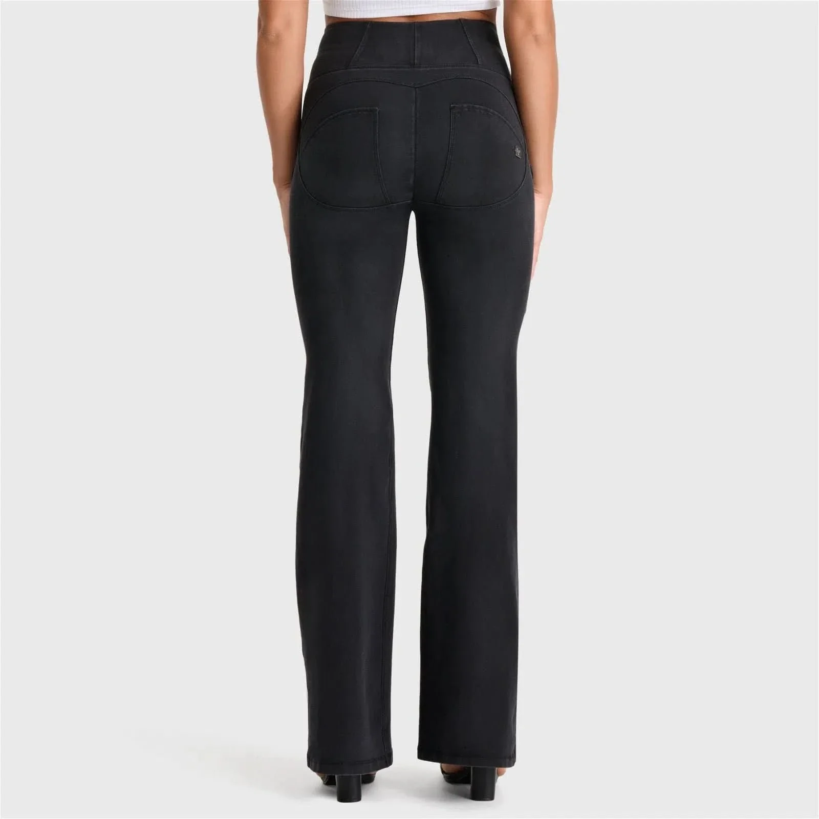WRUP Denim - High Waisted - Super Flare - Black + Black Stitching - Image 3