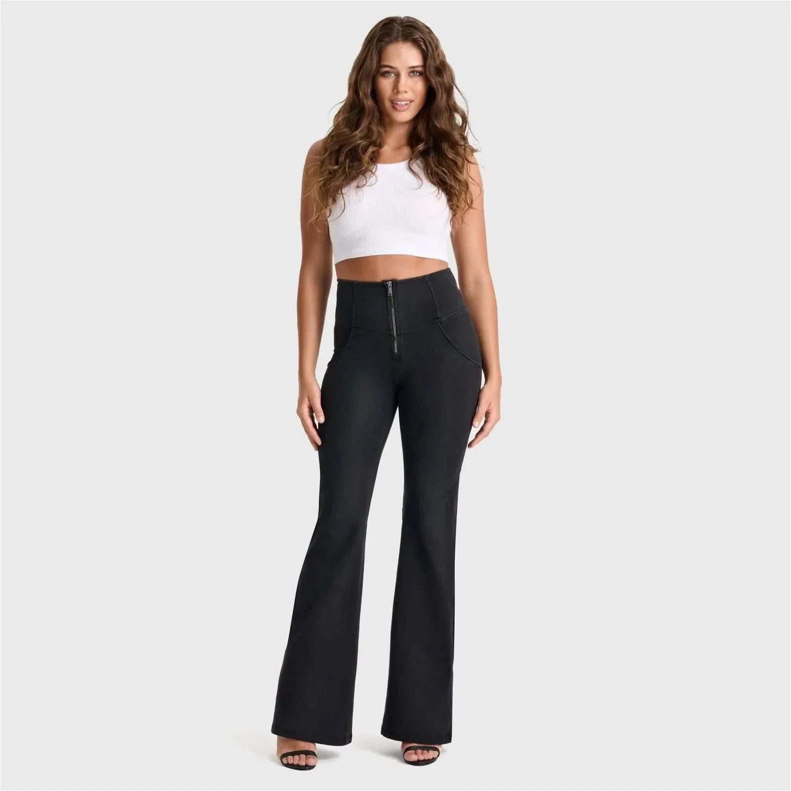 WRUP Denim - High Waisted - Super Flare - Black + Black Stitching - Image 7