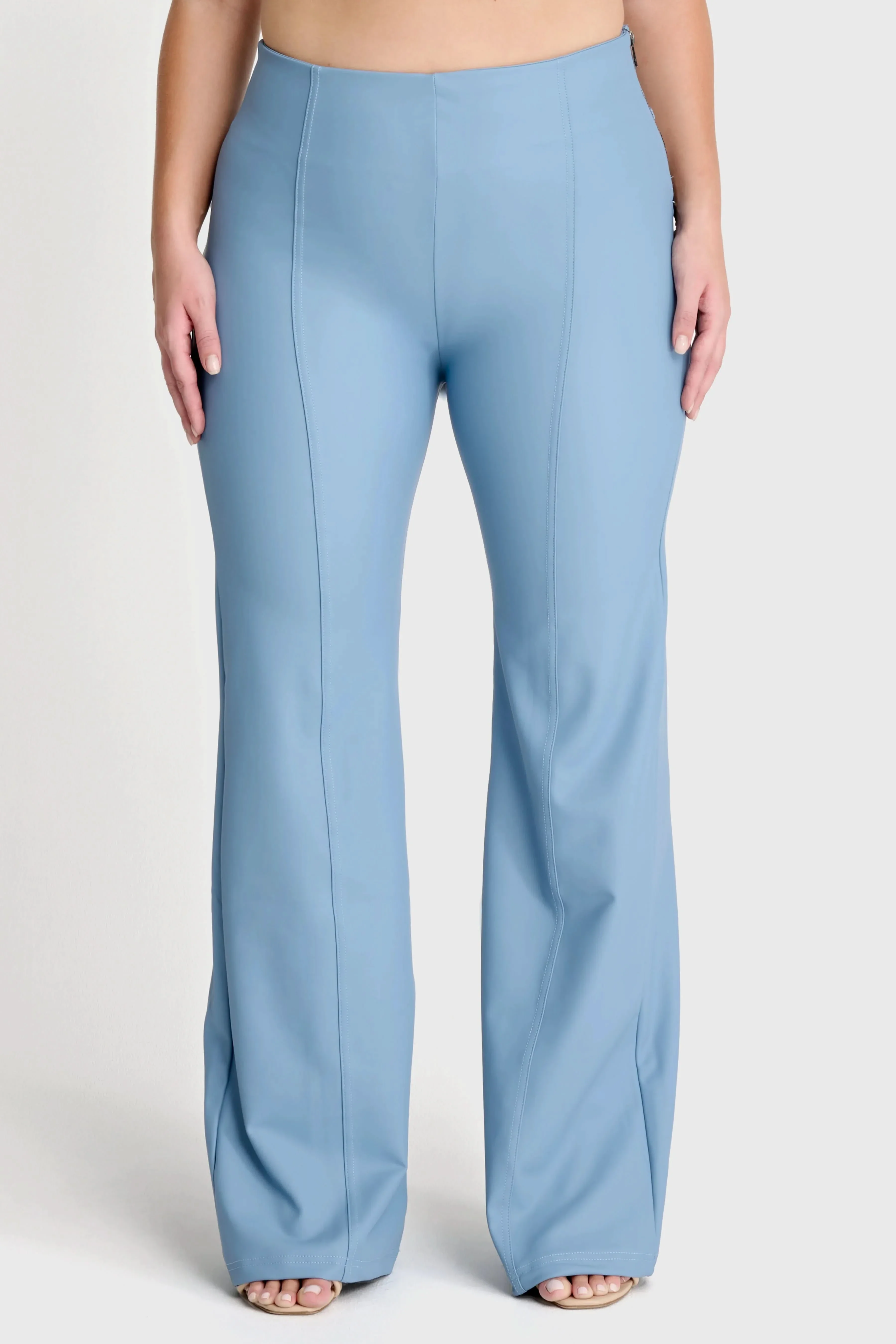 WRUP Faux Leather - Super High Waisted - Super Flare - Baby Blue - Image 7