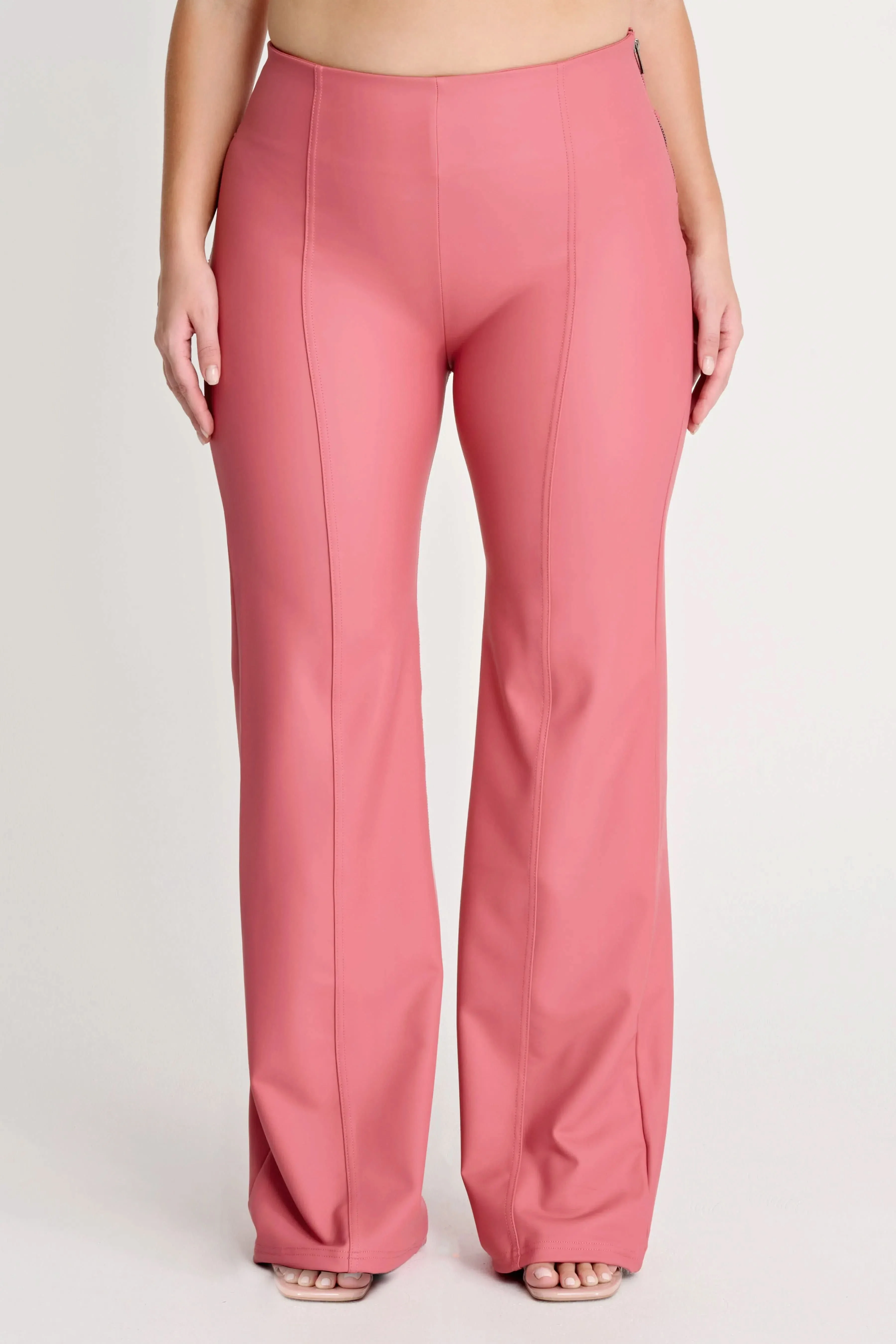WRUP Faux Leather - Super High Waisted - Super Flare - Rosey Pink - Image 6