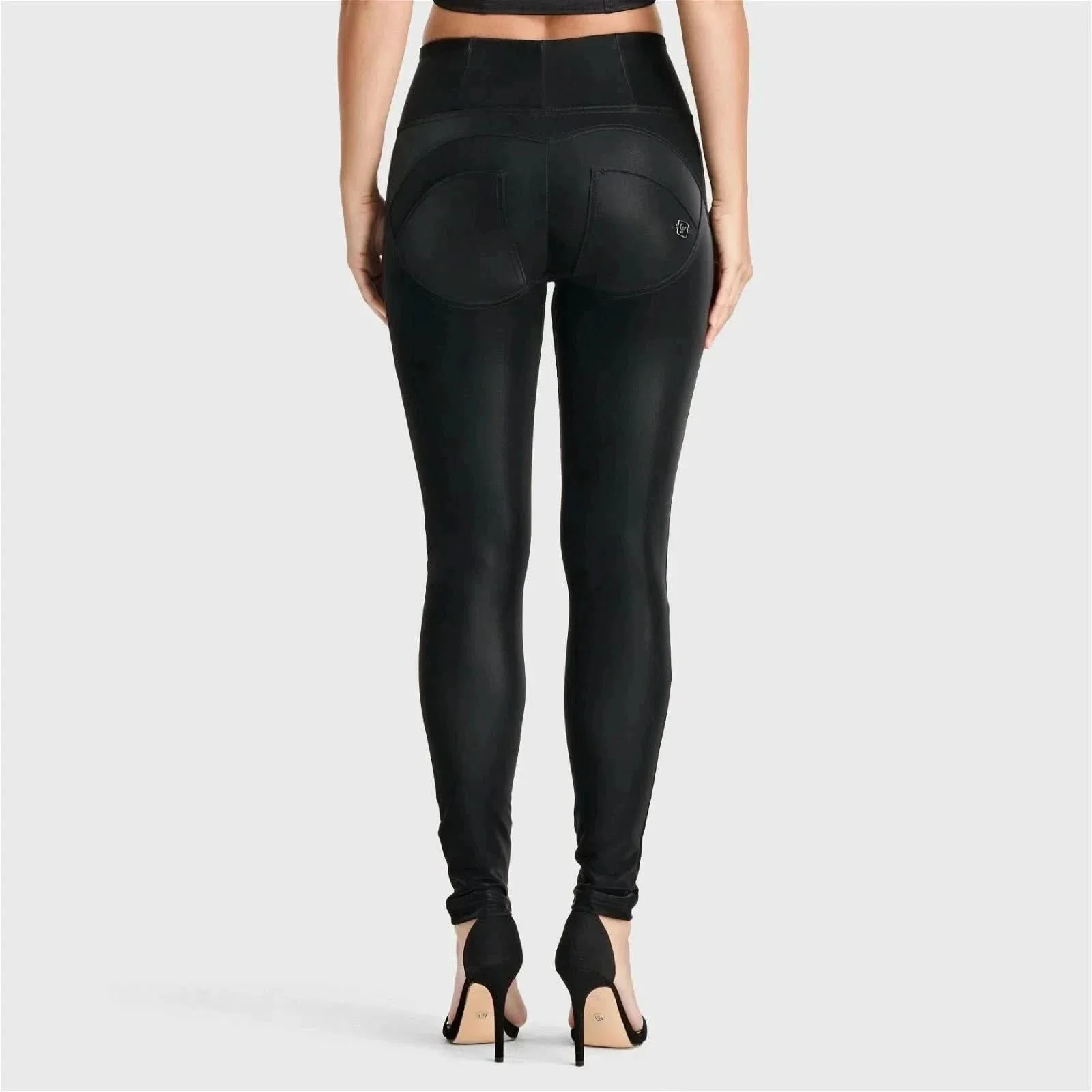 WRUP Velvet Leather - High Waisted - Full Length - Black - Image 4